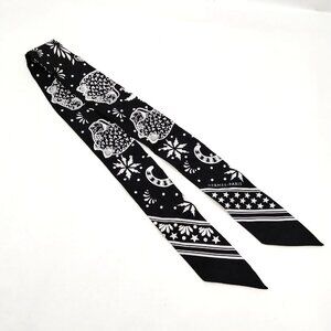 Hermes scarf Twilly Black Silk100% mon-320-091125